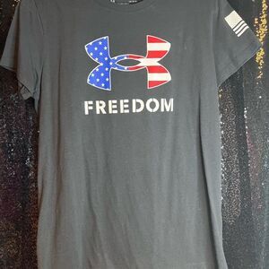 Under Armour Black Freedom Tee with Flag Logo